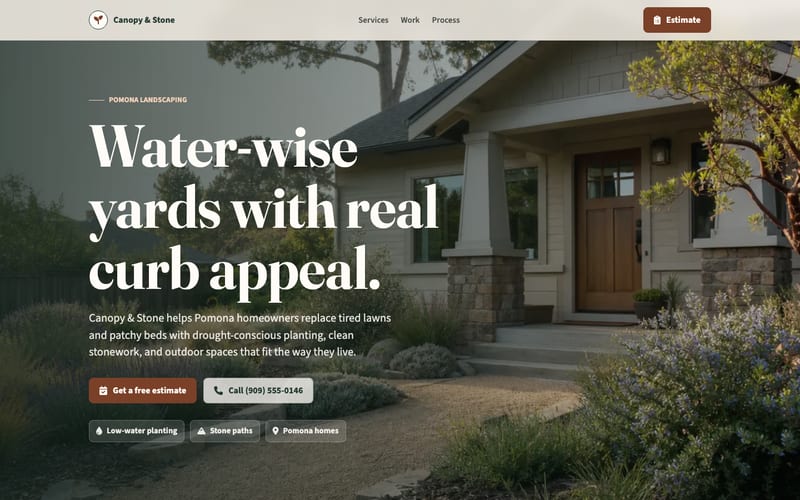 Canopy and Stone Landscapes — Tier 1 landscaping website preview
